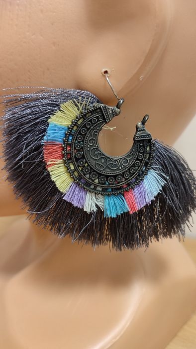 Kolczyki z frędzlami, Boho, frędzle, kolorowe