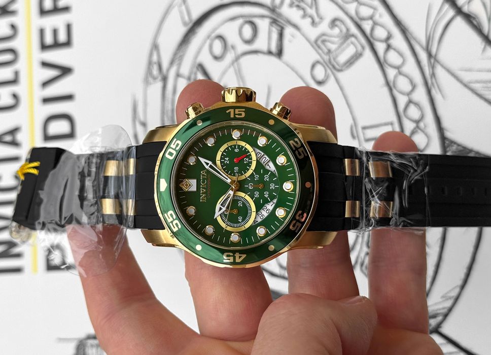 Годинник Invicta 6984 Pro Diver Scuba Green Gold 48 mm. 100 MT.