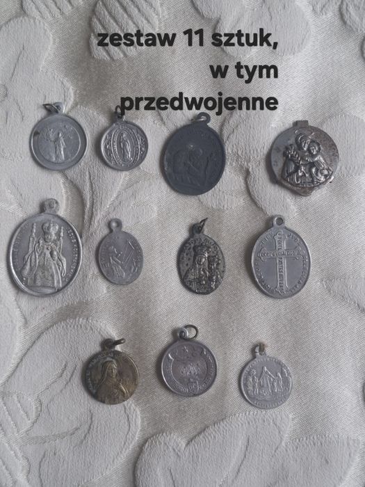Zestaw 11 sztuk medaliki, w tym przedwojenne