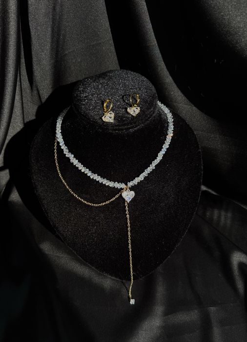 Кольє з кришталю гематиту чокер з ювелірного скла