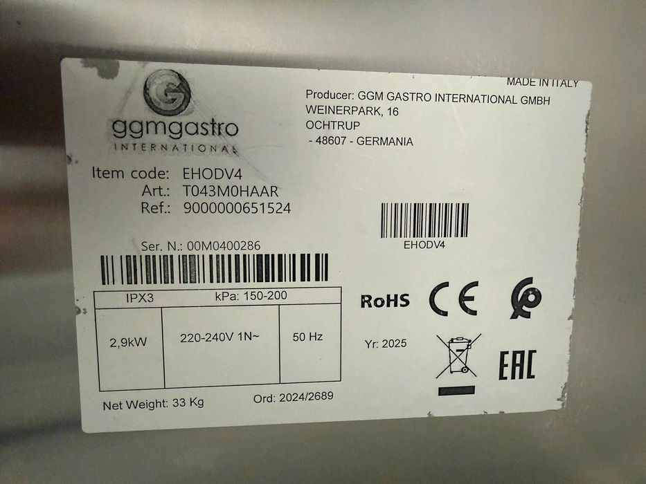 Forno de Conveção Profissional GGM Gastro EHODV4 (Com Vapor) – Como Novo!