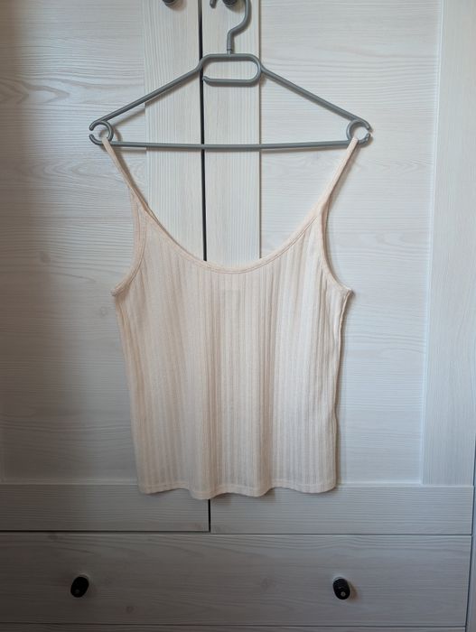 Kremowy top na ramiączkach, krótka bluzeczka H&M