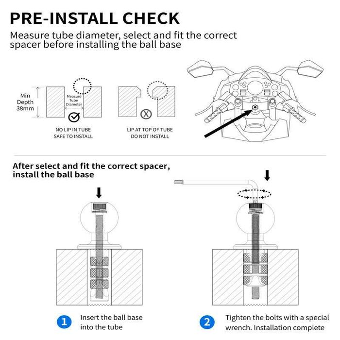 bola para suporte adaptadora telemóvel/camara para Mota, bicicleta