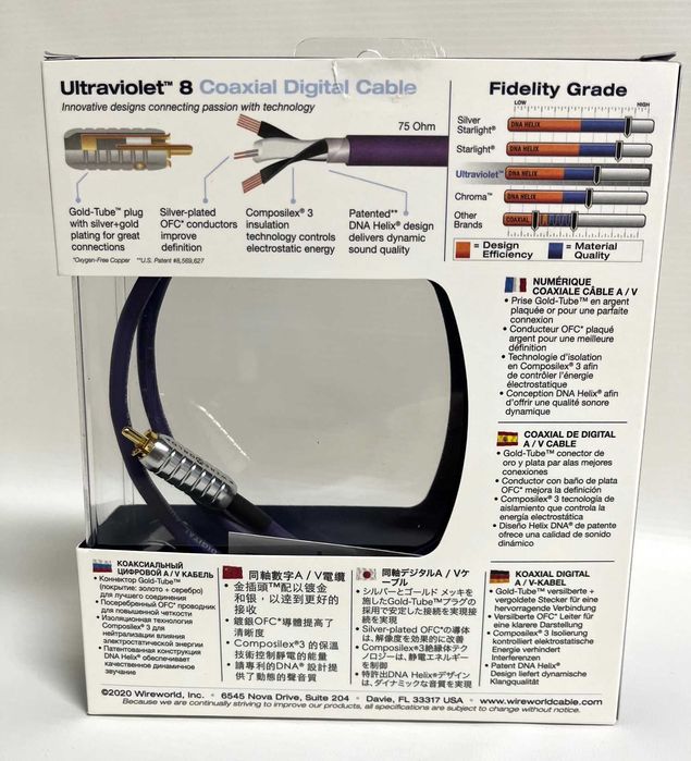 Wireworld Ultraviolet 8 coaxial 75-ohm - 1m wtyk RCA na RCA/Promocja