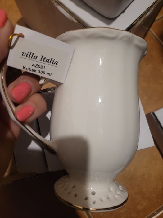 Nowy serwis porcelanowy Villa Italia Clara Gold Ivory 2 os. Dzbanek