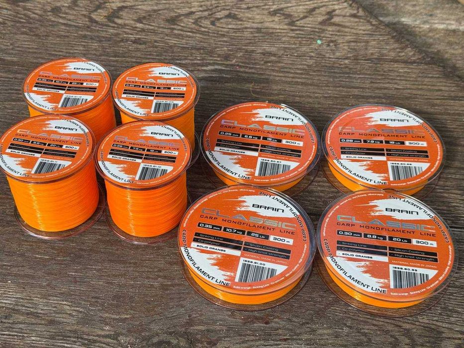 Волосінь/жилка/леска Brain Classic Carp Orange 0.25-0.28-0.3-0.35мм