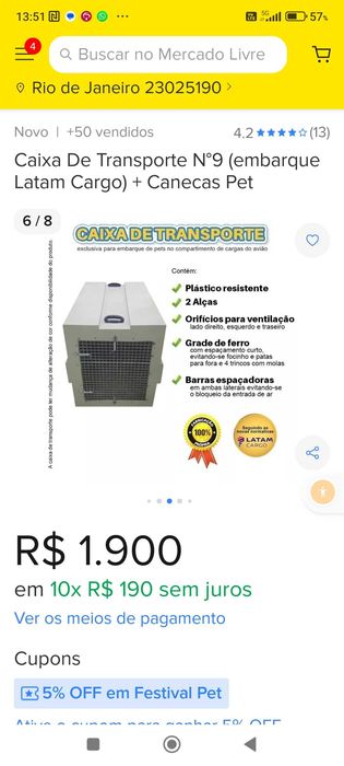 Caixas de transporte de cães para avião.