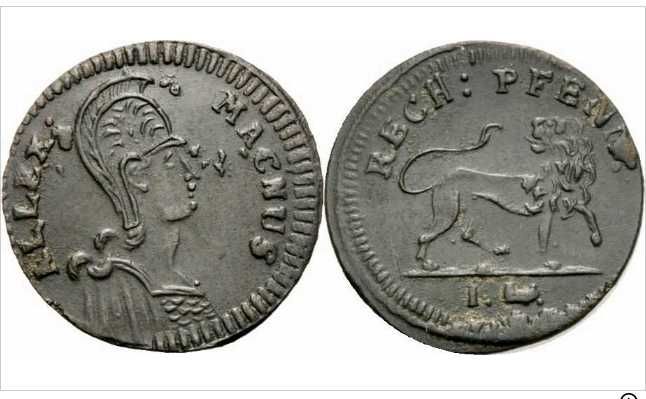 Pfennig do século XVIII do Sacro Império Romano-Germânico