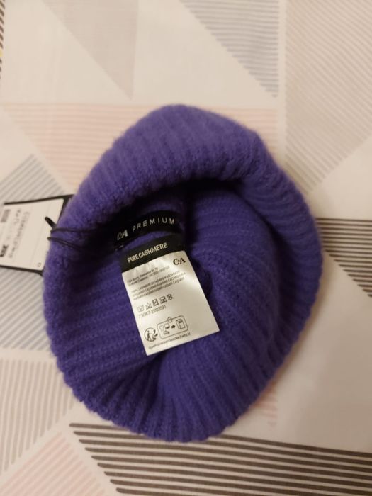 Czapka gruba zimowa Beanie 100% Kaszmir