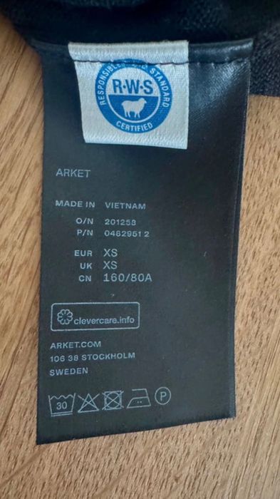 Sweter z golfem Arket, XS, 100% wełna