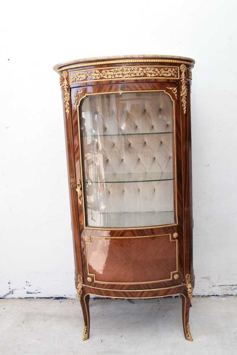 Francuska Witryna Ludwik - Gablota Komoda - Okuta Mosiądzem Marmur