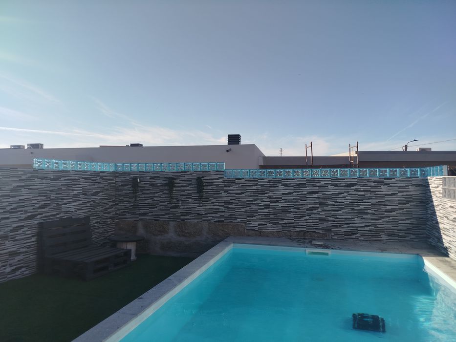 Tijolos de vidro azui