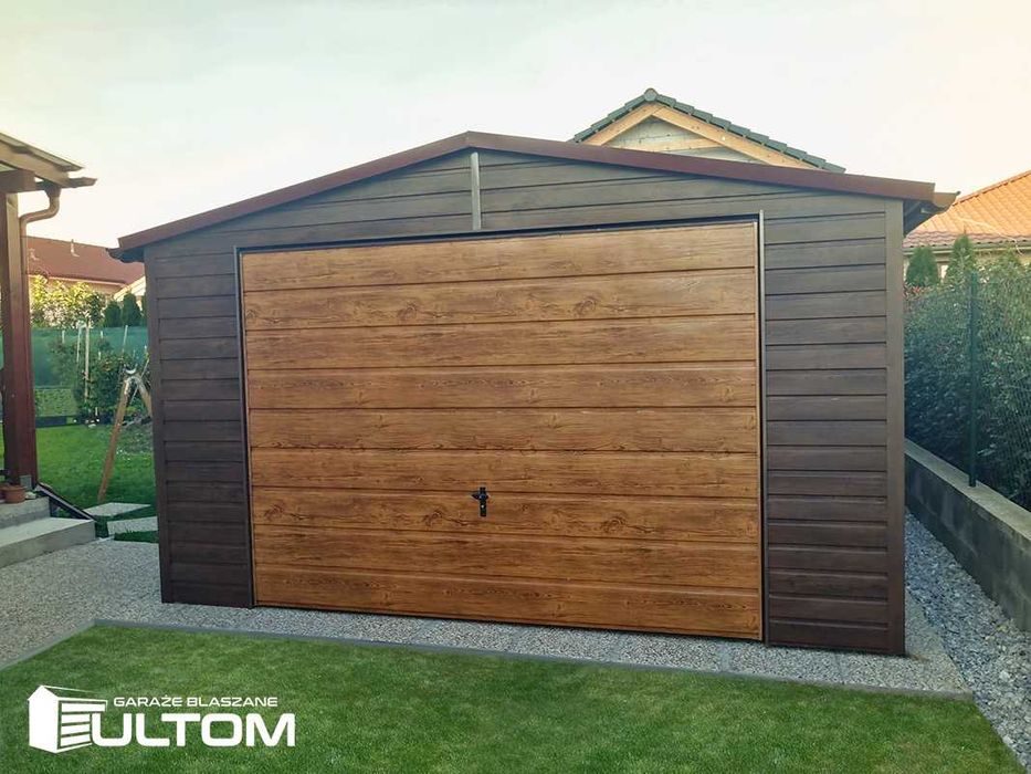 Garaż blaszany 4x6  dwuspadowy brama uchylna