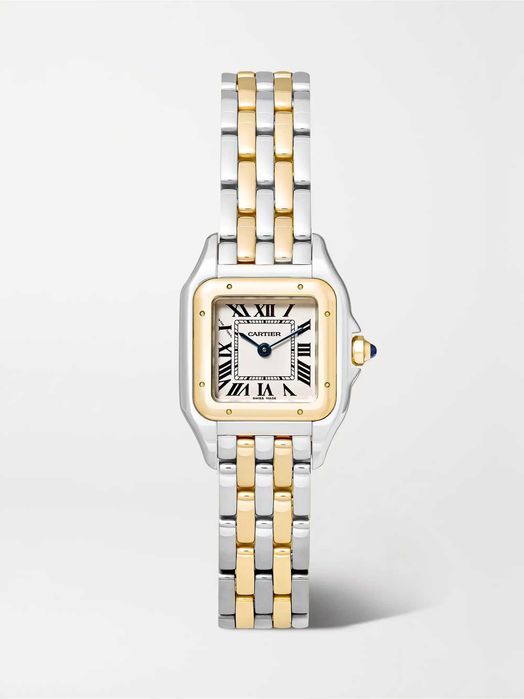 Годинник автоматичний Santhère de Cartier Gold + Steel / белый Small 22 мм Женские