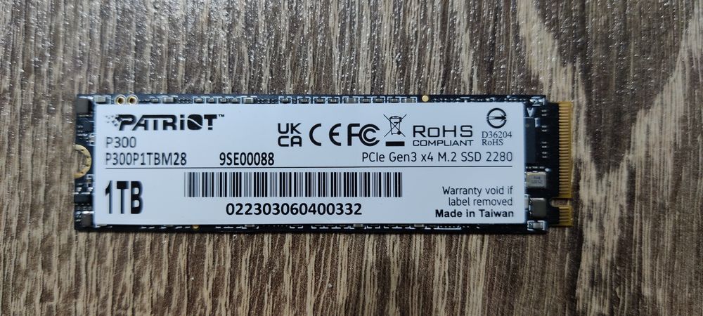 Накопитель SSD 1TB Patriot P300 M.2 2280 PCIe 3.0 x4 NVMe TLC