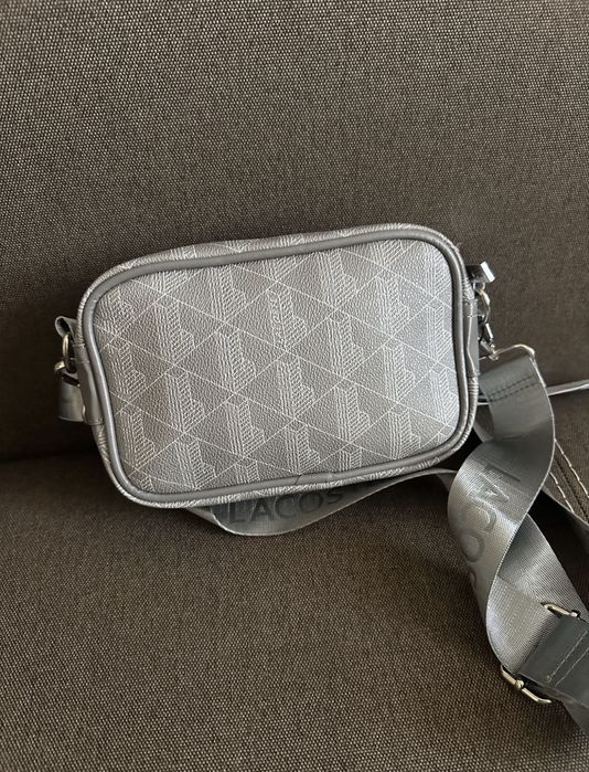 Сумка через плече чоловіча Lacoste сіра лакоста