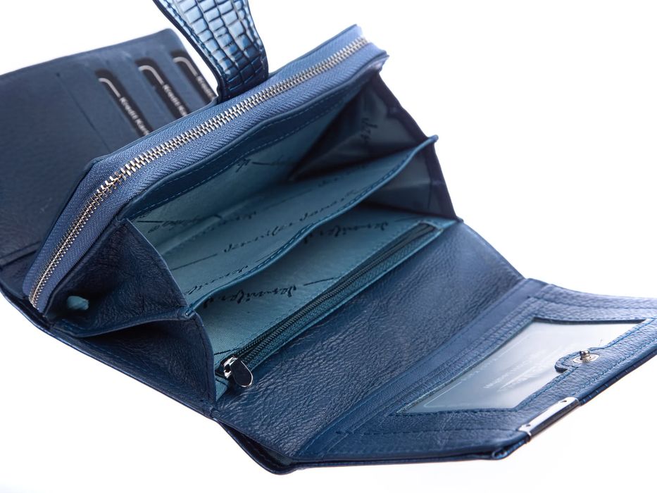 portfel damski niebieski lakierowany duży jennifer jones