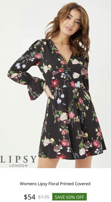 Мини платье с длинным рукавом  Lipsy