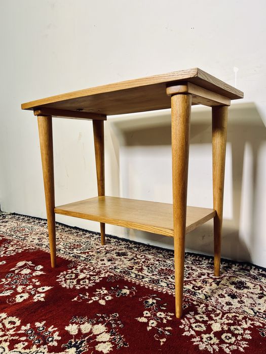 Stolik PRL kawowy piętrowy kultowy lata 60 jesion buk mat vintage