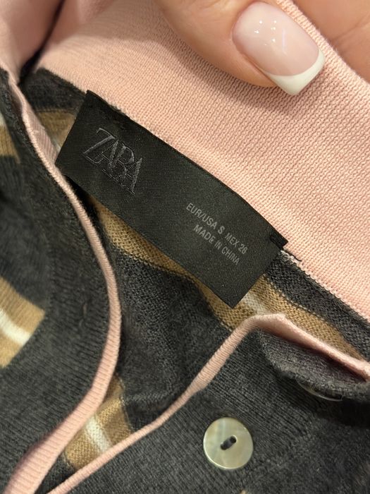 Жіночий светр-поло Zara в смужку з подвійним ефектом