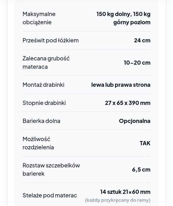 Łóżko piętrowe 2-os REJA