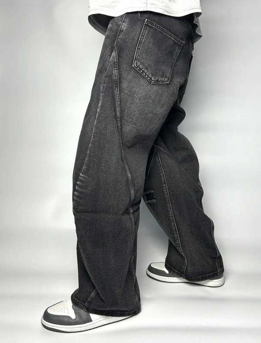 Czarne jeansy baggy wide leg – szerokie spodnie opium core punk rock
