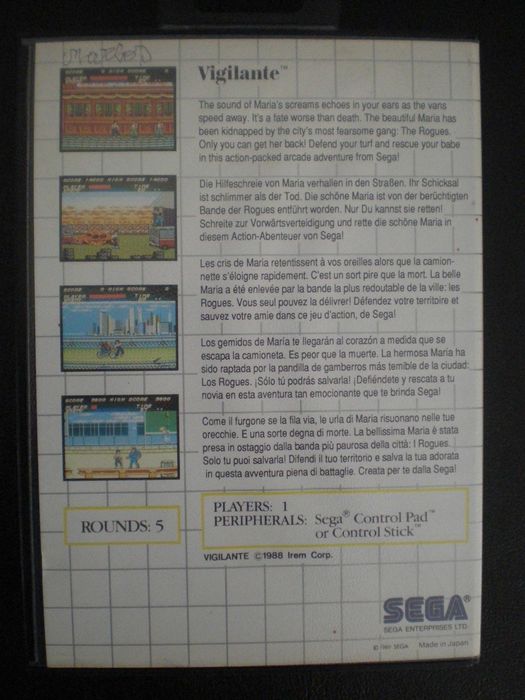 Sega Master System - Vigilante + World Games