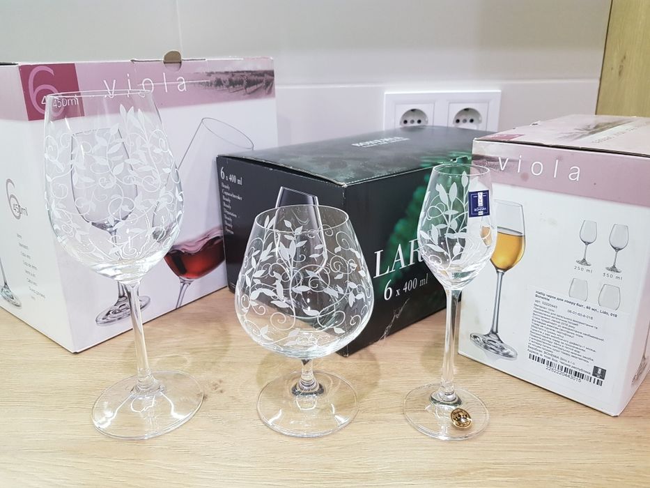 Набор бокалов 3х6шт: вино, коньяк, ликер. Богемия. Bohemia.