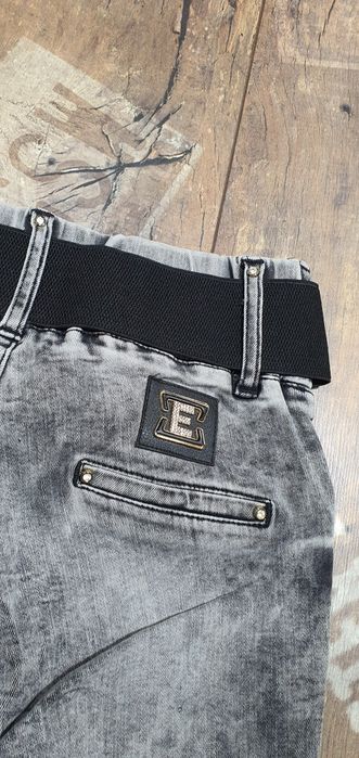 Esperanto jeansy damskie premium wysoki stan pasek mickey mouse S