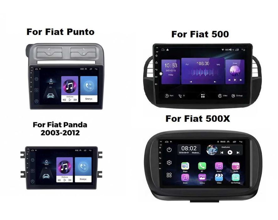 Магнітоли Android/CarPlay на Fiat Doblo, Panda, Linea 500 Punto Tipo