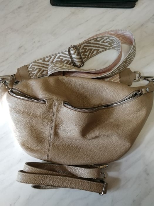 Велика бананка сумка натуральна шкіра