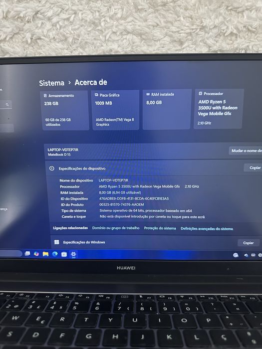 Huawei MateBook D15 Ryzen 5 | 8GB RAM | SSD 256GB | Kit Completo