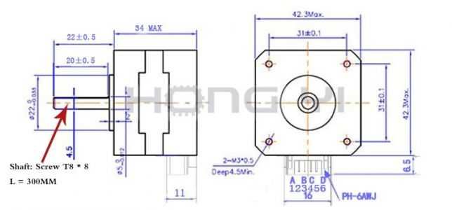 Серво мотор для 3D принтерів 17HS3401S-T8*8 Nema17 17  Screw stepper