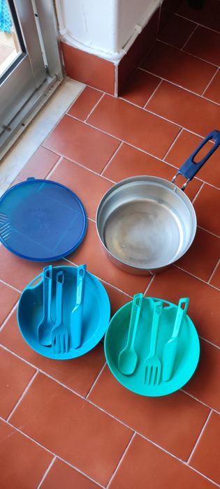 Conjunto de cozinha campismo em aço inox