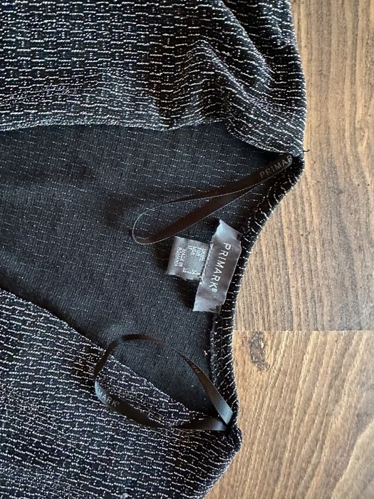 Super czarne body srebrna nitka primark głęboki dekolt