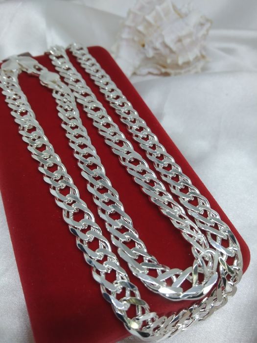 Piękny srebrny łańcuszek męski Rombo, srebro 925, dł. 55cm