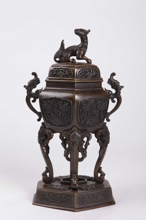 Incensário bronze Leão guardião chinês