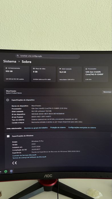 PC Gamer Intel i5-12400F + RTX 4060 | 16GB RAM | 1TB SSD NVMe | Impecável
