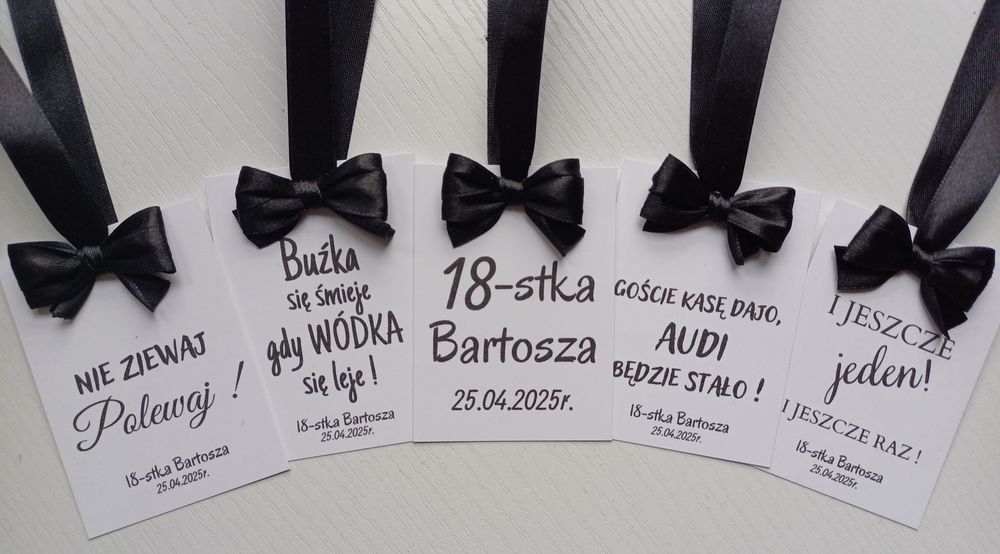 Zawieszki na alkohol wódkę weselną urodziny Personalizowane