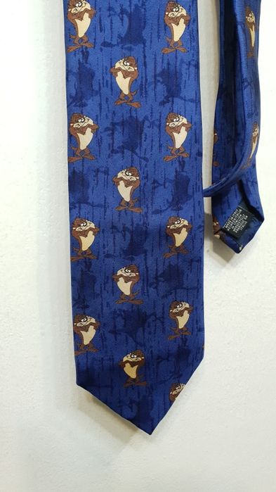 Retro vintage krawat jedwabny Tie Rack Looney Tunes diabeł tasmański