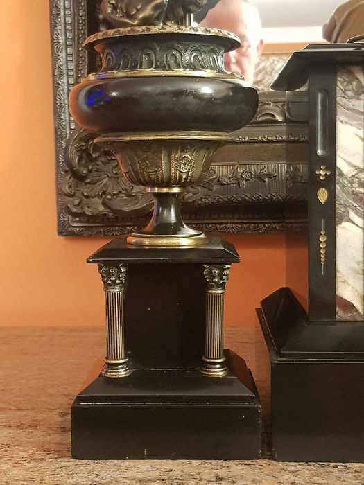 Francuski zegar kominkowy - stojący + Przystawki - 1850r - Św. Piotr