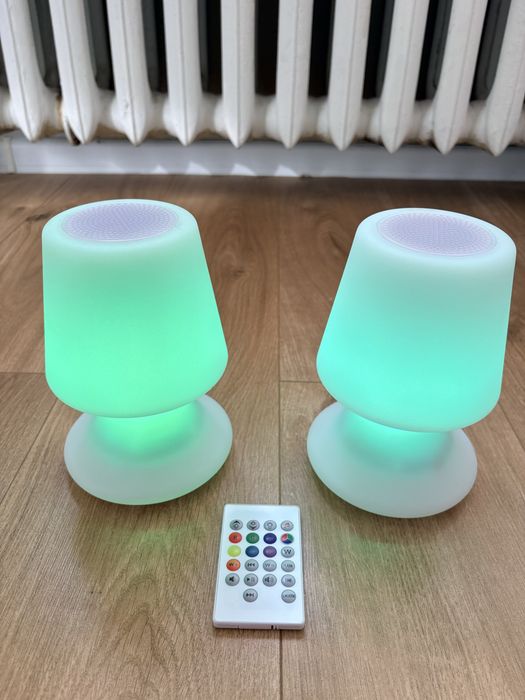 Lampki nocne LED RGB z głośnikiem Bluetooth + Pilot (2 sztuki)