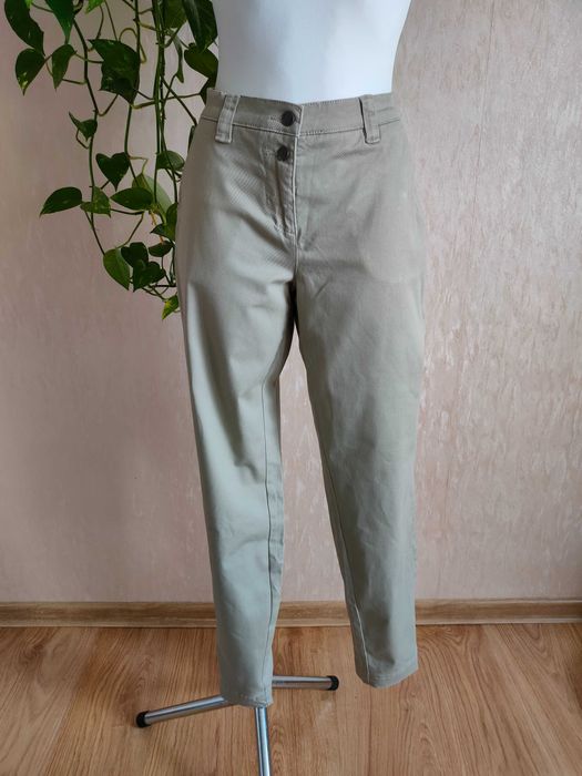 NOWE beżowe khaki spodnie chinosy mom fit wysoki stan eleganckie 38 M Bonprix