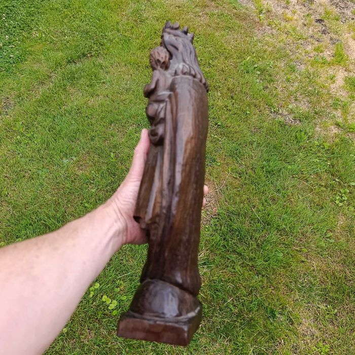 Drewniana figura Matka Boska z Dzieciątkiem | rzeźba 42 cm | vintage
