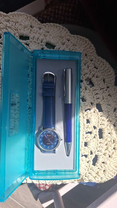 Conjunto relógio e caneta - Novo