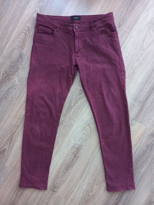 Spodnie męskie reserved slim proste bordowe 32 M L