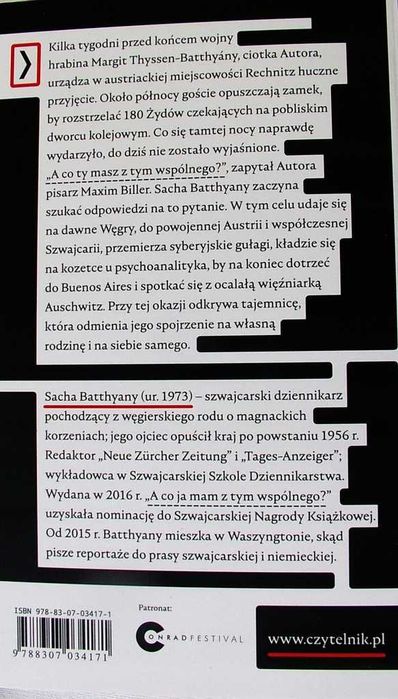A Co Ja Mam Z Tym Wspólnego - Sacha Batthyany AUTOGRAF