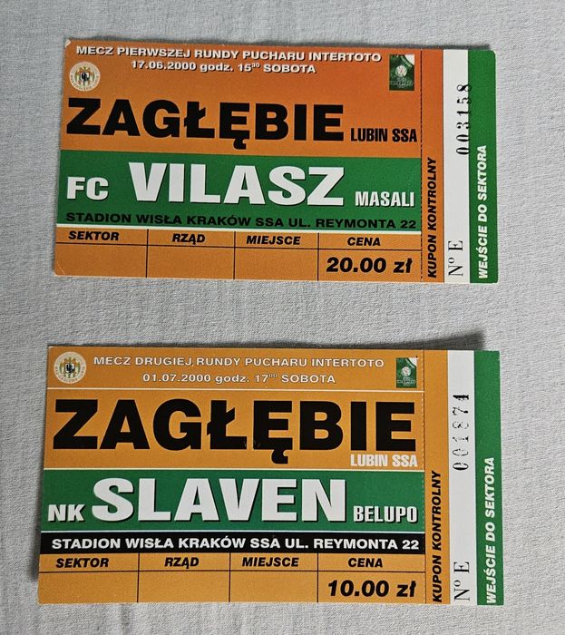 Bilety z meczów Zagłębie Lubin (Puchar Intertoto)