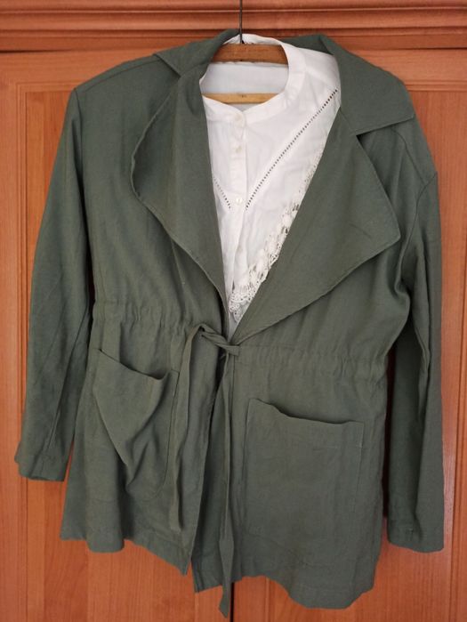 Nowa narzutka/marynarka wiskozowa khaki M/L