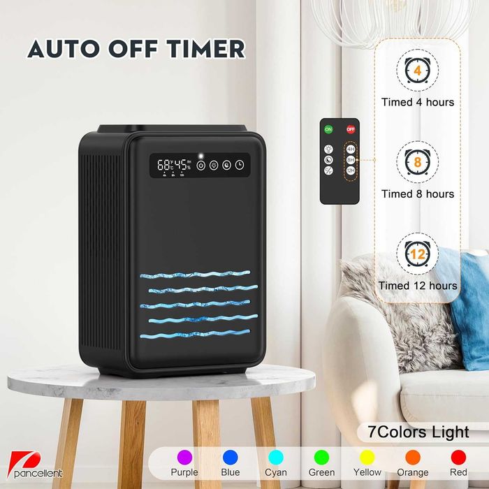Осушувач повітря Pancellent DEH-XT03-BLK 2.8 л з пультом тихий режим LED індикатор авто вимкнення для дому
